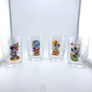 Disney McDonalds 100 Years of Magic Glasses 2000 Mickey Mouse Set of 4 Vintage